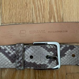 Leather snakeskin belt